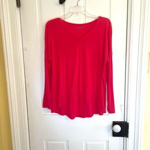 Loft Women's Pink V-Neck Long Sleeve Top Size Small